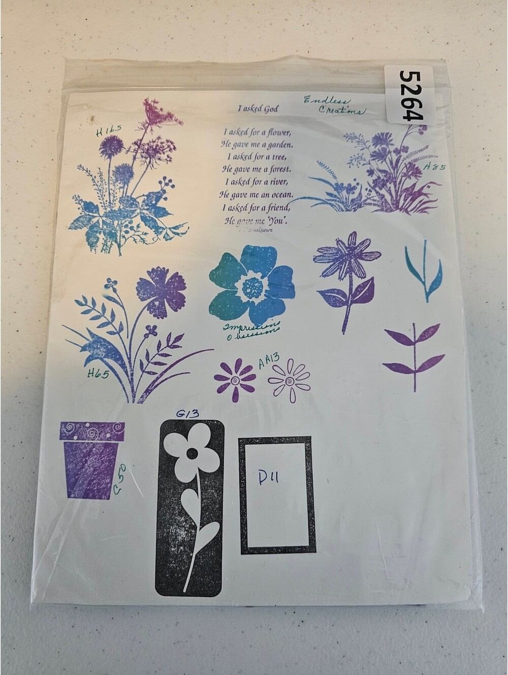 Lot of Unmounted Rubber Stamps Endless Creations Religious Flowers God